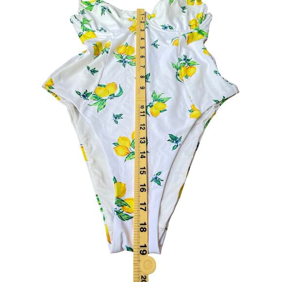 Onia x WeWoreWhat Danielle Lemon Print Belted One Piece Swimsuit – Size Medium - Picture 14 of 16